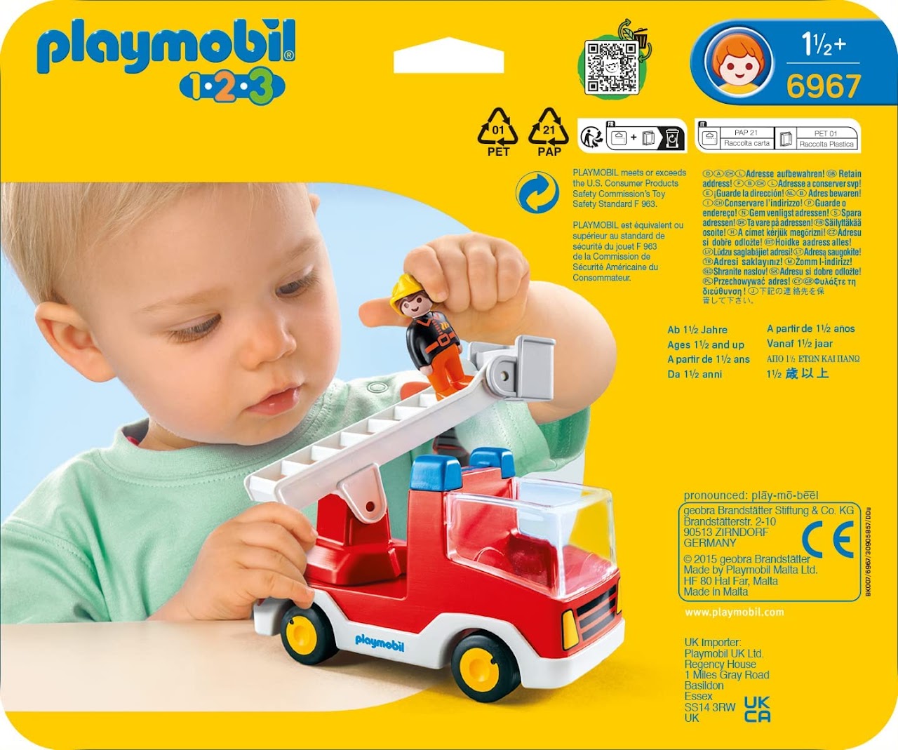 Playmobil 1.2.3 Fire Truck With Ladder