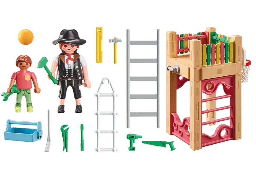 Playmobil My Life Outdoor Play Area With Carpenter