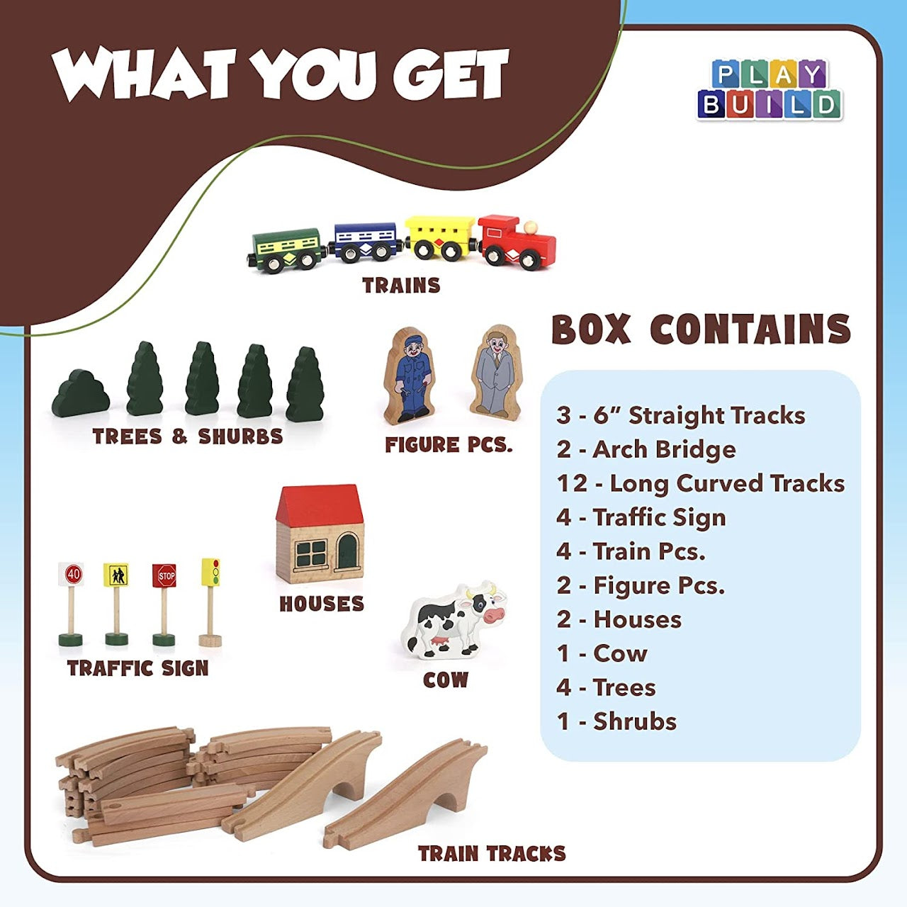 Wooden Train Set - Various Sizes