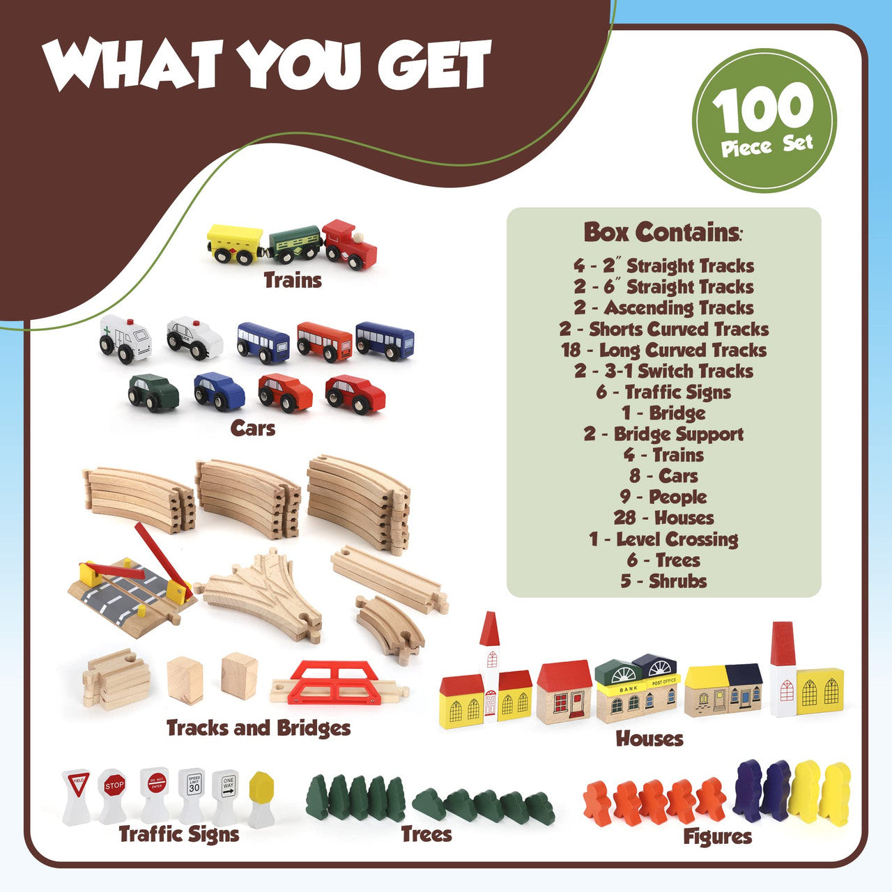 Wooden Train Set - Various Sizes