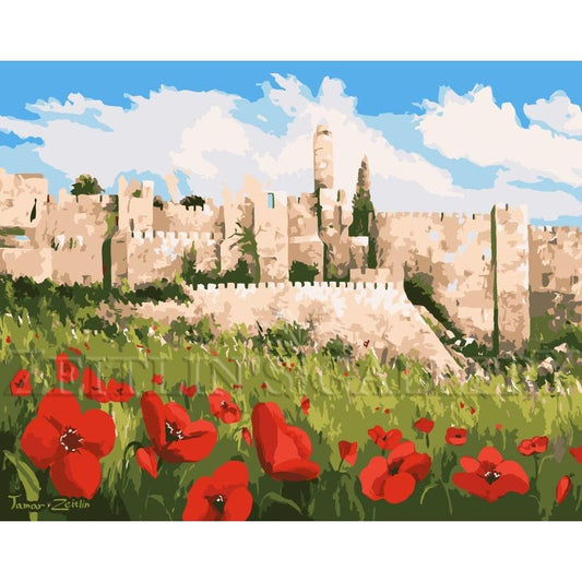 Old City With Flowers - Lighting Paint By Number